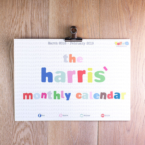 Personalised Family Wall Planner